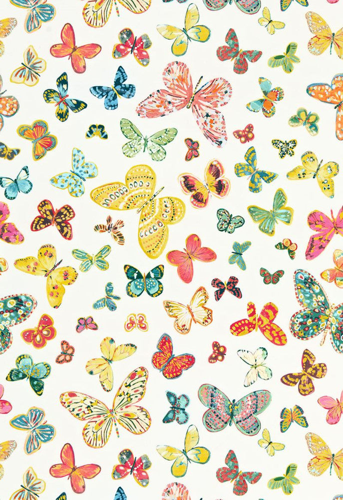 Butterfly Multi 174900 by Schumacher Designer Fabric - 100% Cotton - Horizontal: 27 and Vertical: 32 54 - Swanky Fabrics -