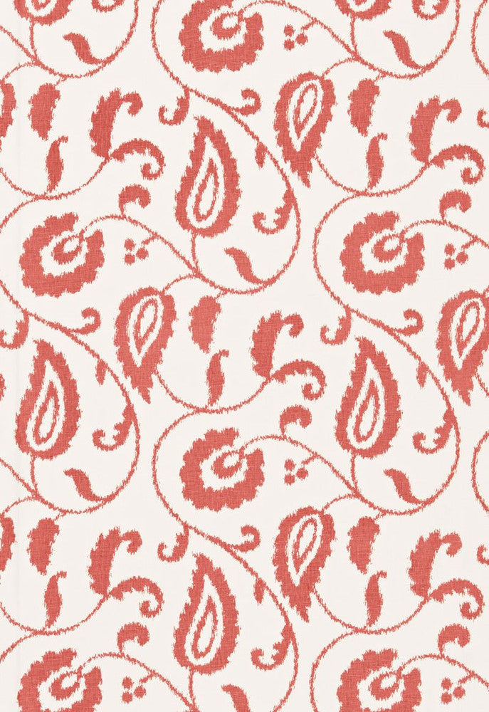 Malacca Ikat Vine Watermelon 175010 by Schumacher Fabric COLLECTION-NAME-TBA-175010 100% Linen - Horizontal: 9 and Vertical: 24 54 - Fabric Carolina -