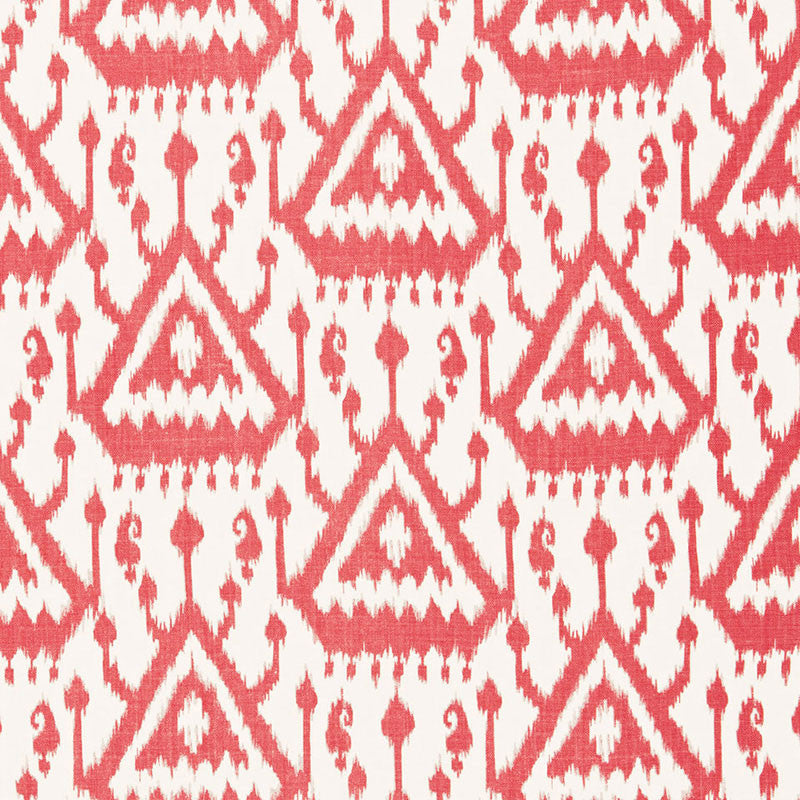 Vientiane Ikat Coral 175020 by Schumacher Designer Fabric PRINT HAPPY LINEN 100% UNITED KINGDOM </p><p>Repeat: Horizontal: 6 3/4" (17CM) and Vertical: 12 5/8" (32CM) 54 - Swanky Fabrics -