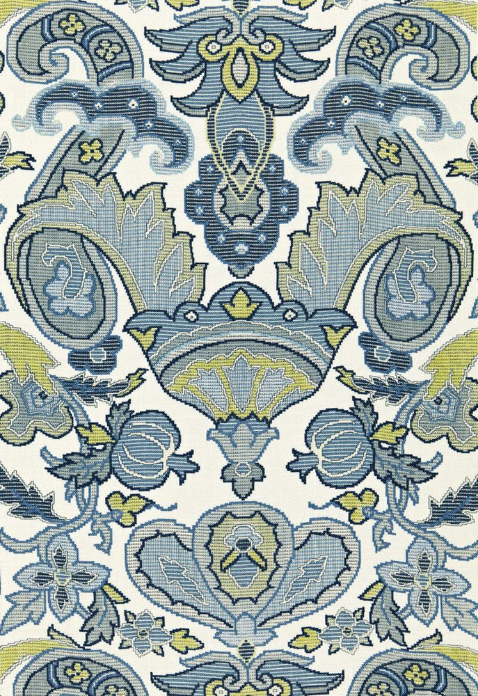 Mataura Linen Print Aegean 175080 by Schumacher Designer Fabric Classic-Prints 100% Linen - Horizontal: 26.75 and Vertical: 35.875 53.5 - Swanky Fabrics -