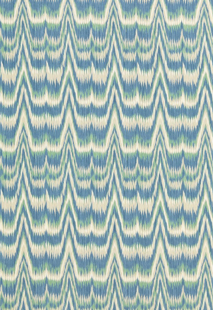 Kamalia Ikat Print Aegean 175120 by Schumacher Fabric Classic-Prints 100% Cotton - Horizontal: 6.625 and Vertical: 18.875 53 - Fabric Carolina -