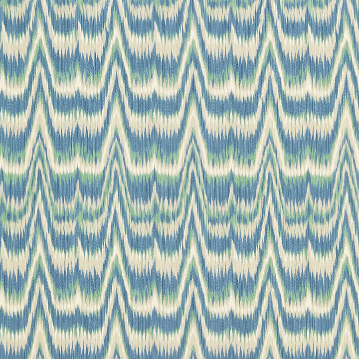 Kamalia Ikat Print Aegean 175120 by Schumacher Designer Fabric PRINTS F12 COTTON 100% ITALY </p><p>Repeat: Horizontal: 6 5/8" (17CM) and Vertical: 18 7/8" (48CM) 53 - Swanky Fabrics -