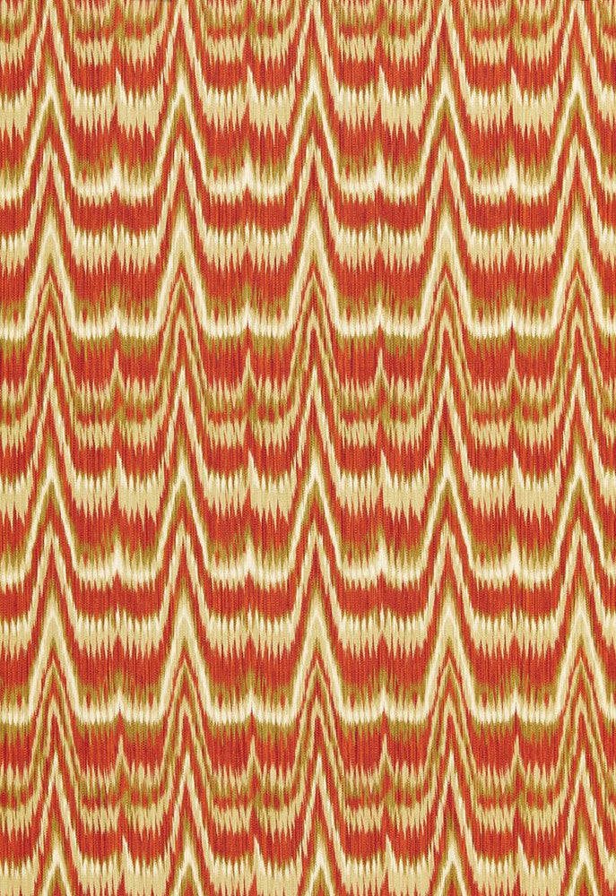 Kamalia Ikat Print Cinnabar 175121 by Schumacher Designer Fabric Classic-Prints 100% Cotton - Horizontal: 6.625 and Vertical: 18.875 53 - Swanky Fabrics -