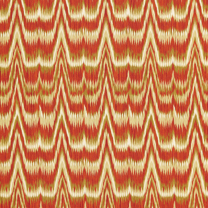 Kamalia Ikat Print Cinnabar 175121 by Schumacher Fabric Schumacher Fabric Kamalia Ikat Print Cinnabar 175121Fabric COTTON 100% ITALY </p><p>Repeat: H: HORZ. 6 5/8" (17CM) , V: VERT. 18 7/8" (48CM) 53 - Fabric Carolina -