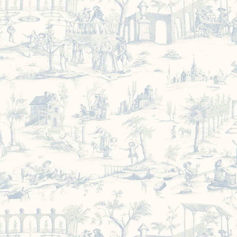 Siena Toile Delft 175170 by Schumacher Designer Fabric PALAZZO See Sample ITALY MEDIUM DUTY </p><p>Repeat: Horizontal: 26 1/4" (67CM) and Vertical: 24 1/2" (62CM) 52 1/2" WIDE (133CM) - Swanky Fabrics -