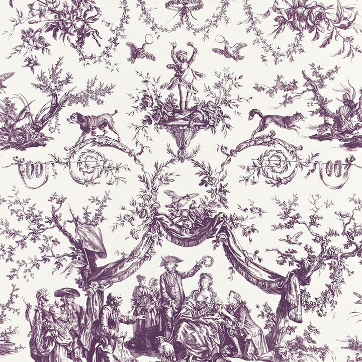 Le Couronnement De La Rosiere Violet 175272 by Schumacher Fabric CLASSIC PRINTS NBK COTTON 100% FRANCE </p><p>Repeat: Horizontal: 33" (84CM) and Vertical: 37 1/4" (95CM) 66 - Fabric Carolina -