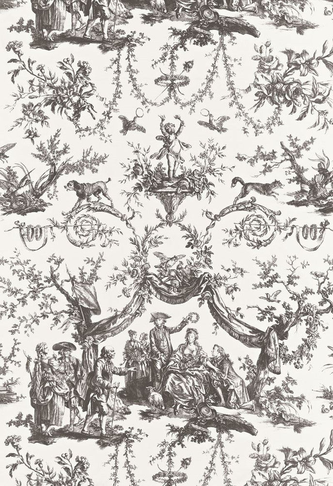 Le Couronnement De La Rosiere Grisaille 175273 by Schumacher Fabric Classic-Prints 100% Cotton - Horizontal: 33 and Vertical: 37.25 66 - Fabric Carolina -