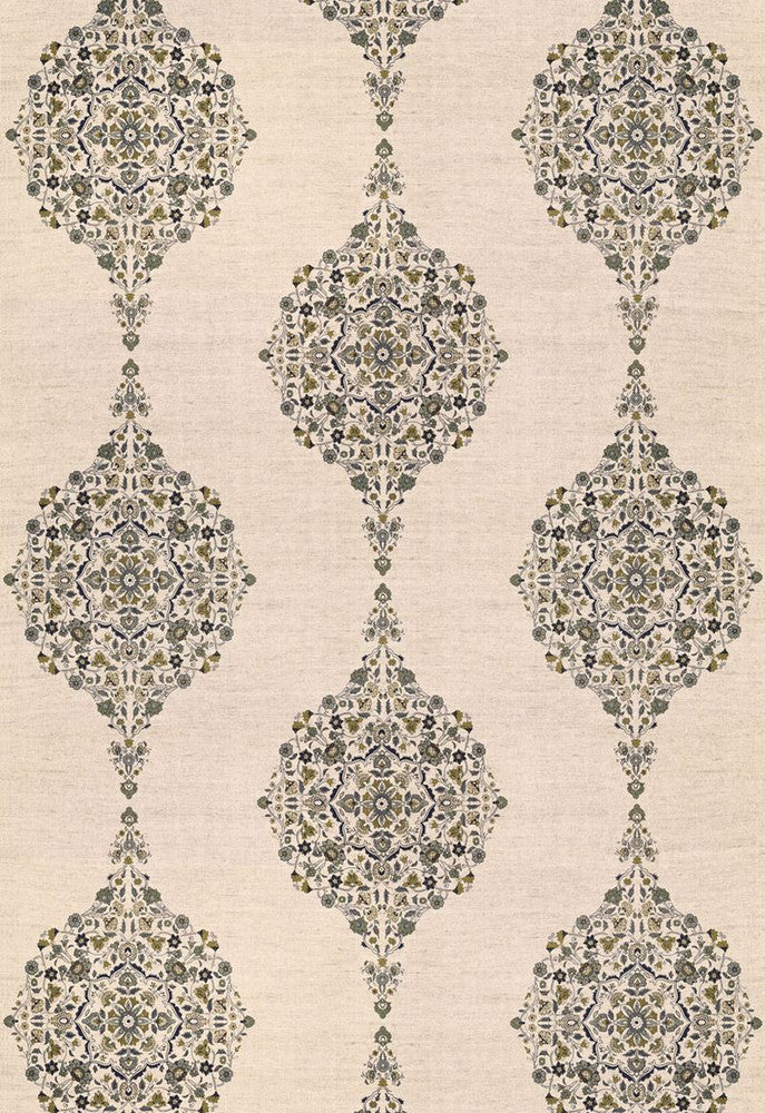 Mehndi Linen Print Smoke 175322 by Schumacher Fabric Au-Naturel 50% Cotton, 50% Jute - Horizontal: 17.5 and Vertical: 31 52.5 - Fabric Carolina -
