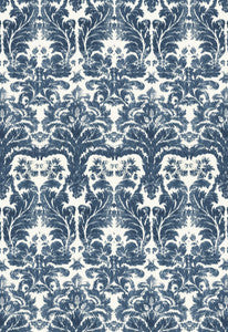 Aurora Damask Indigo 175342 by Schumacher Fabric