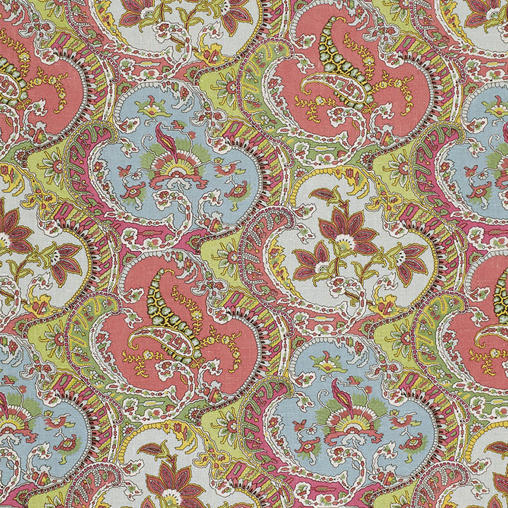 Pickfair Paisley Multi 175550 by Schumacher Fabric TIMOTHY CORRIGAN See Sample THAILAND - </p><p>Repeat: Horizontal: 8 3/4" (22CM) and Vertical: 26 1/4" (67CM) 52 1/2" WIDE (133 CM) - Fabric Carolina -