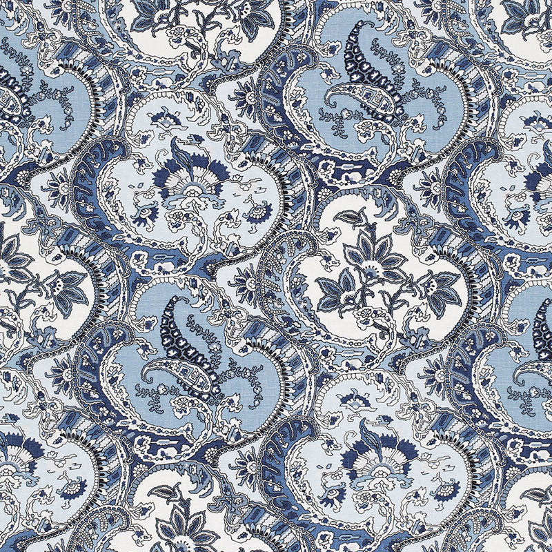 Pickfair Paisley Pacific 175553 by Schumacher Fabric TIMOTHY CORRIGAN LINEN 100% THAILAND </p><p>Repeat: Horizontal: 8 3/4" (22CM) and Vertical: 26 1/4" (67CM) 52.5 - Fabric Carolina -