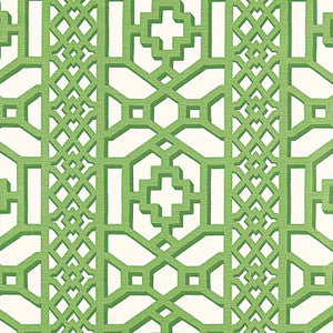 Zanzibar Trellis Chintz Jade 175731 by Schumacher Fabric