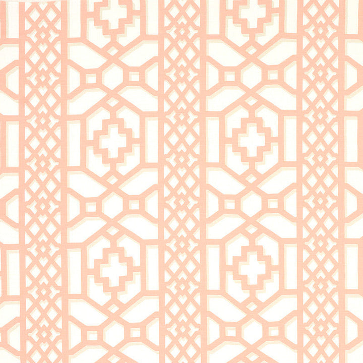 Zanzibar Trellis Coral 175747 by Schumacher Designer Fabric HAPPY TOGETHER II LINEN 55% COTTON 45% UNITED KINGDOM </p><p>Repeat: Horizontal: 13 1/2" (34CM) and Vertical: 12 1/2" (32CM) 54 - Swanky Fabrics -