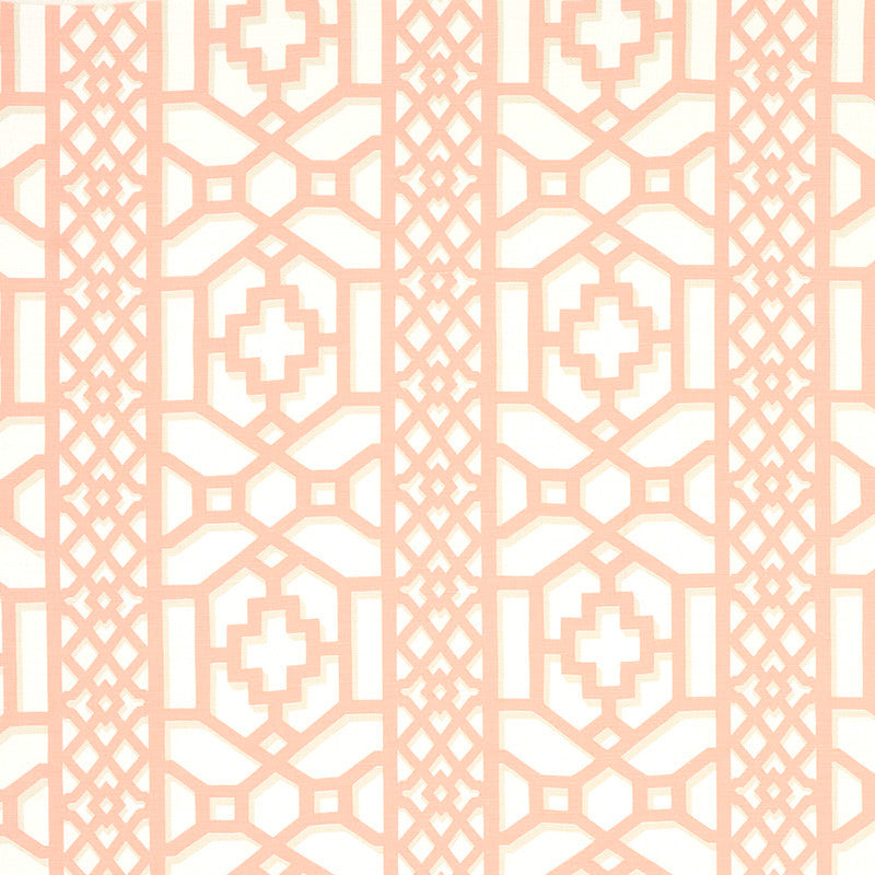 Zanzibar Trellis Coral 175747 by Schumacher Fabric HAPPY TOGETHER II LINEN 55% COTTON 45% UNITED KINGDOM </p><p>Repeat: Horizontal: 13 1/2" (34CM) and Vertical: 12 1/2" (32CM) 54 - Fabric Carolina -