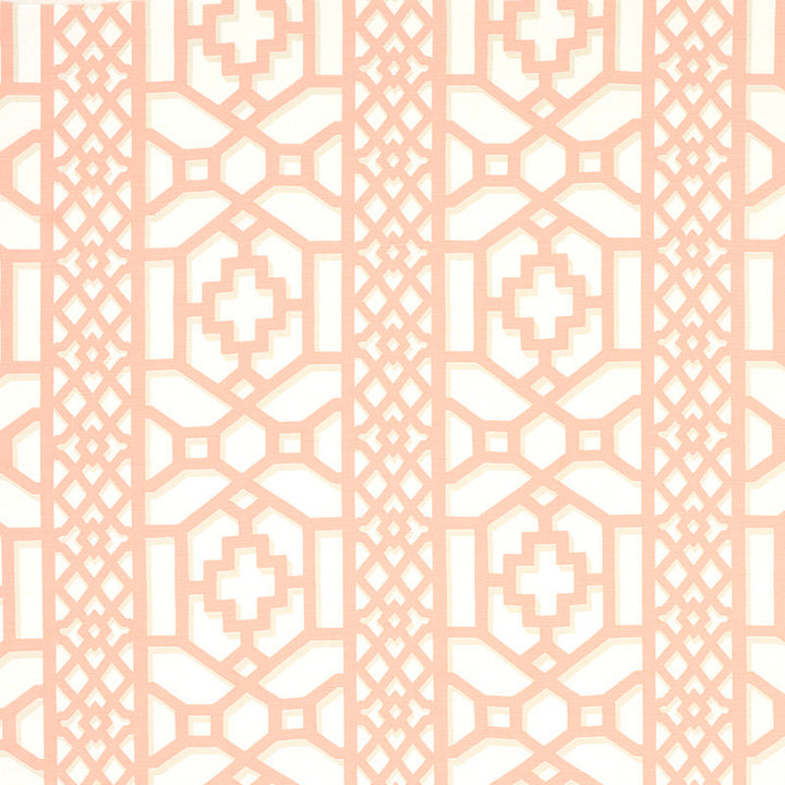 Zanzibar Trellis Coral 175747 by Schumacher Fabric HAPPY TOGETHER II LINEN 55% COTTON 45% UNITED KINGDOM </p><p>Repeat: Horizontal: 13 1/2" (34CM) and Vertical: 12 1/2" (32CM) 54 - Fabric Carolina -