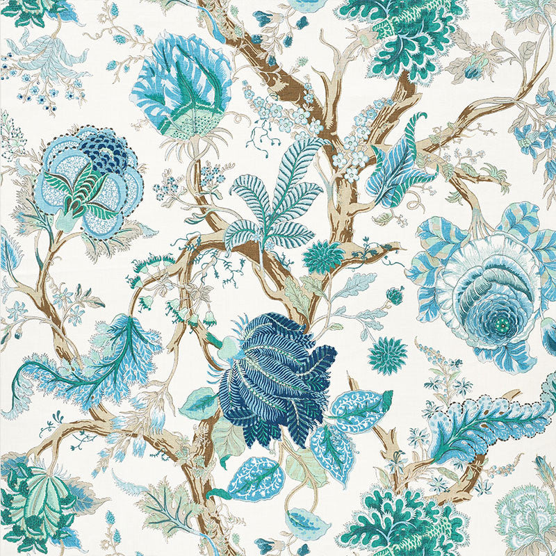 Indian Arbre Peacock & Emerald 175784 by Schumacher Fabric PERFECT PAIRS See Sample THAILAND - </p><p>Repeat: Horizontal: 52" (132CM) and Vertical: 46" (117CM) 52" (132CM) - Fabric Carolina -