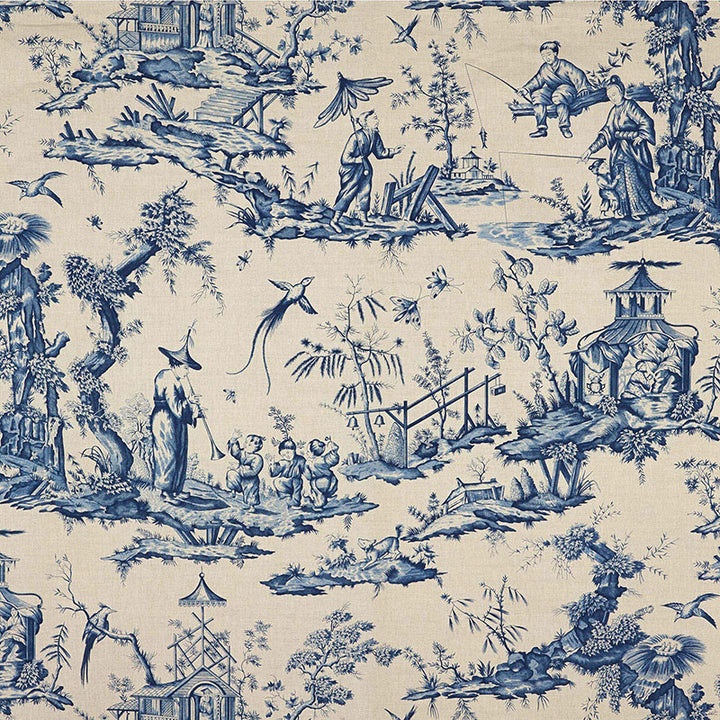 Shengyou Toile Indigo 175800 by Schumacher Fabric SCHUMACHER CLASSICS See Sample FRANCE MEDIUM DUTY </p><p>Repeat: Horizontal: 44" (112CM) and Vertical: 47" (119CM) 44" WIDE (112CM) - Fabric Carolina -