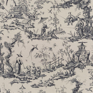 Shengyou Toile Charcoal 175803 by Schumacher Fabric