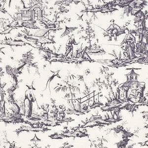 Shengyou Toile Black 175806 by Schumacher Fabric