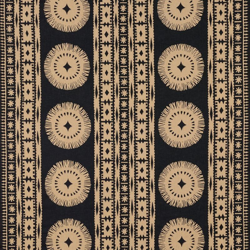 Bora Bora Print Lava Black 175840 by Schumacher Fabric Mary-McDonald 100% Linen - Horizontal: 52 and Vertical: 24.5 52.375 - Fabric Carolina -