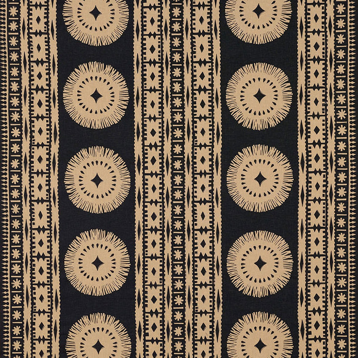 Bora Bora Print Lava Black 175840 by Schumacher Fabric TRIBAL CHIC See Sample INDIA - </p><p>Repeat: Horizontal: 52" (132CM) and Vertical: 24 1/2" (62CM) 52 3/8" WIDE (133 CM) - Fabric Carolina -