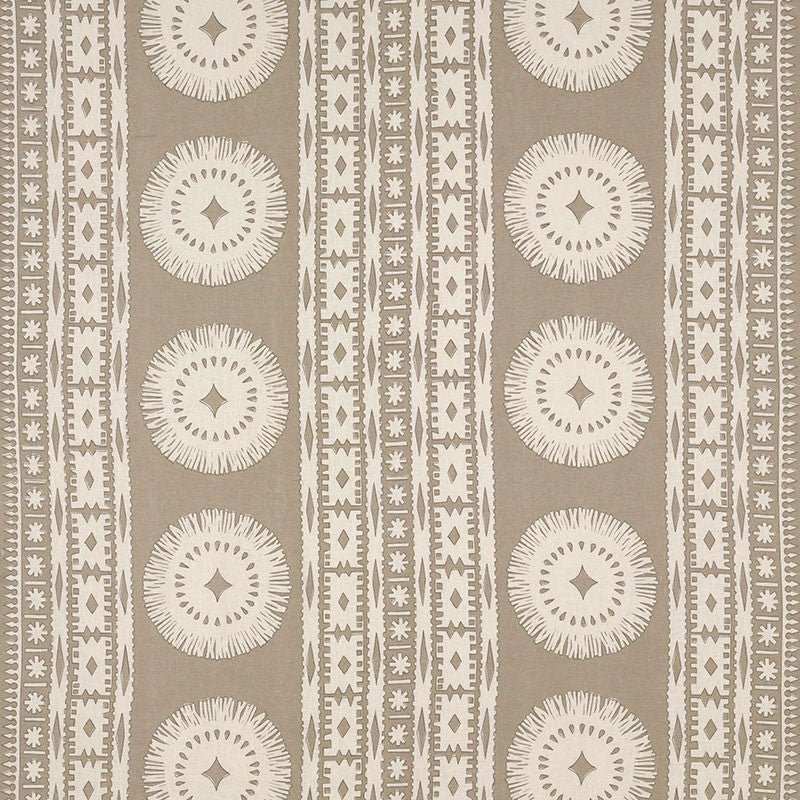 Bora Bora Print Sea Oyster 175842 by Schumacher Fabric TRIBAL CHIC See Sample INDIA - </p><p>Repeat: Horizontal: 52" (132CM) and Vertical: 24 1/2" (62CM) 52 3/8" WIDE (133 CM) - Fabric Carolina -