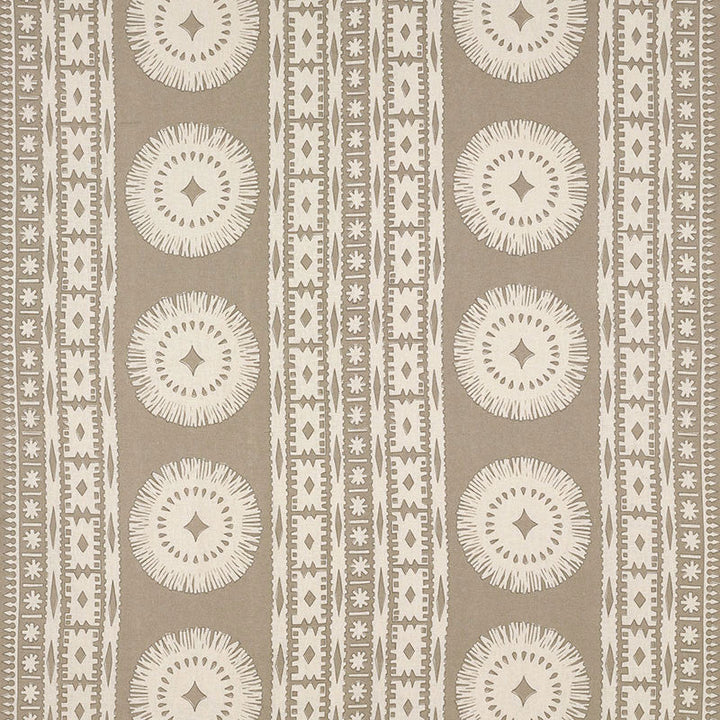 Bora Bora Print Sea Oyster 175842 by Schumacher Designer Fabric TRIBAL CHIC See Sample INDIA - </p><p>Repeat: Horizontal: 52" (132CM) and Vertical: 24 1/2" (62CM) 52 3/8" WIDE (133 CM) - Swanky Fabrics -
