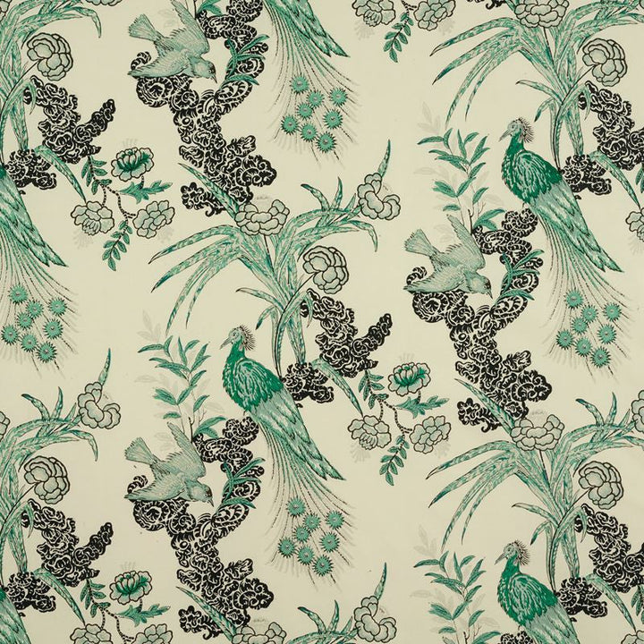 Peacock Emerald 175911 by Schumacher Designer Fabric Miles-Redd 100% Cotton - Horizontal: 17.5 and Vertical: 26 52.875 - Swanky Fabrics -