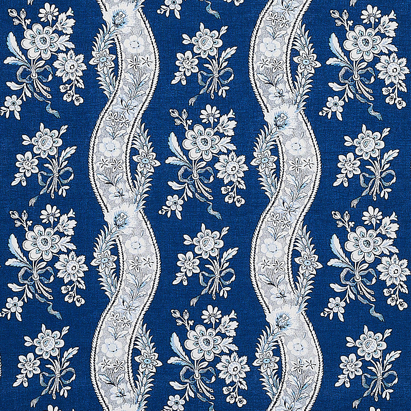 Le Castellet Indigo 175984 by Schumacher Fabric RHAPSODY IN BLUE LINEN 90% NYLON 10% UNITED KINGDOM </p><p>Repeat: Horizontal: 13 1/2" (34CM) and Vertical: 17" (43CM) 54 - Fabric Carolina -