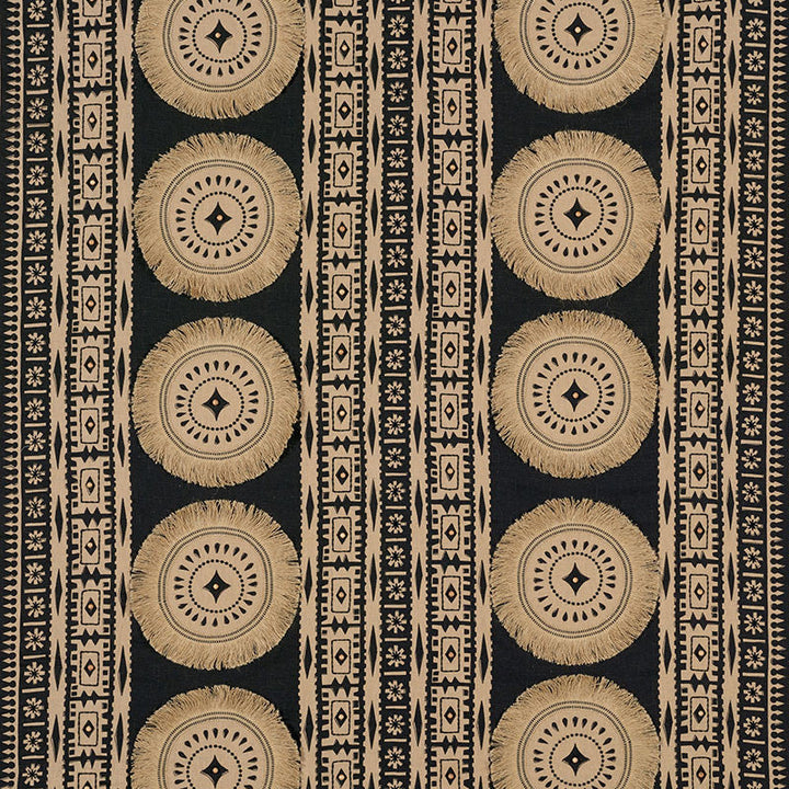 Bora Bora Print Embellished Lava Black 176000 by Schumacher Designer Fabric Mary-McDonald 85% Linen, 8% Wood, 7% Polyester - Horizontal: 52 and Vertical: 24.5 53.375 - Swanky Fabrics -