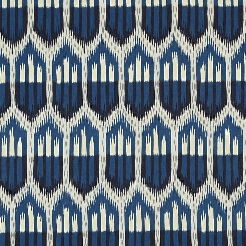 Bukhara Ikat Indigo 176084 by Schumacher Fabric Schumacher Fabric Bukhara Ikat Indigo 176084Fabric COTTON 100% ITALY </p><p>Repeat: H: HORZ. 13 1/8" (33CM) , V: VERT. 27 1/2" (70CM) 53.25 - Fabric Carolina -