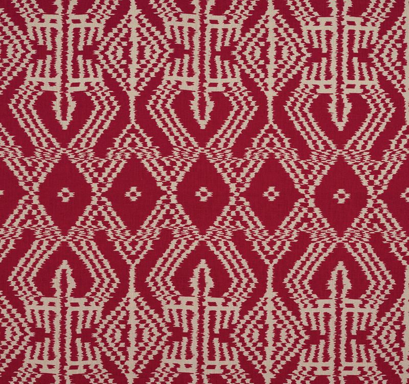 Asaka Ikat Red 176090 by Schumacher Fabric Ikat-Collection 100% Linen Martindale 10,000 Horizontal: 13.375 and Vertical: 28.375 53.5 - Fabric Carolina -