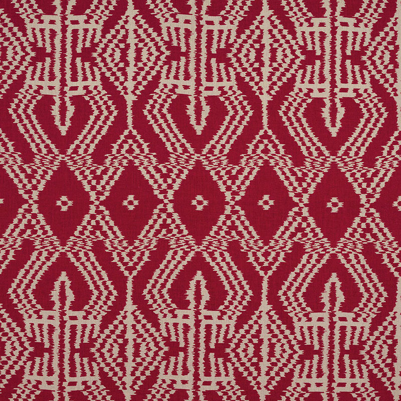 Asaka Ikat Red 176090 by Schumacher Fabric IKAT COLLECTION LINEN 100% ITALY MARTINDALE 10,000 </p><p>Repeat: Horizontal: 13 3/8" (34CM) and Vertical: 28 3/8" (72CM) 53.5 - Fabric Carolina -