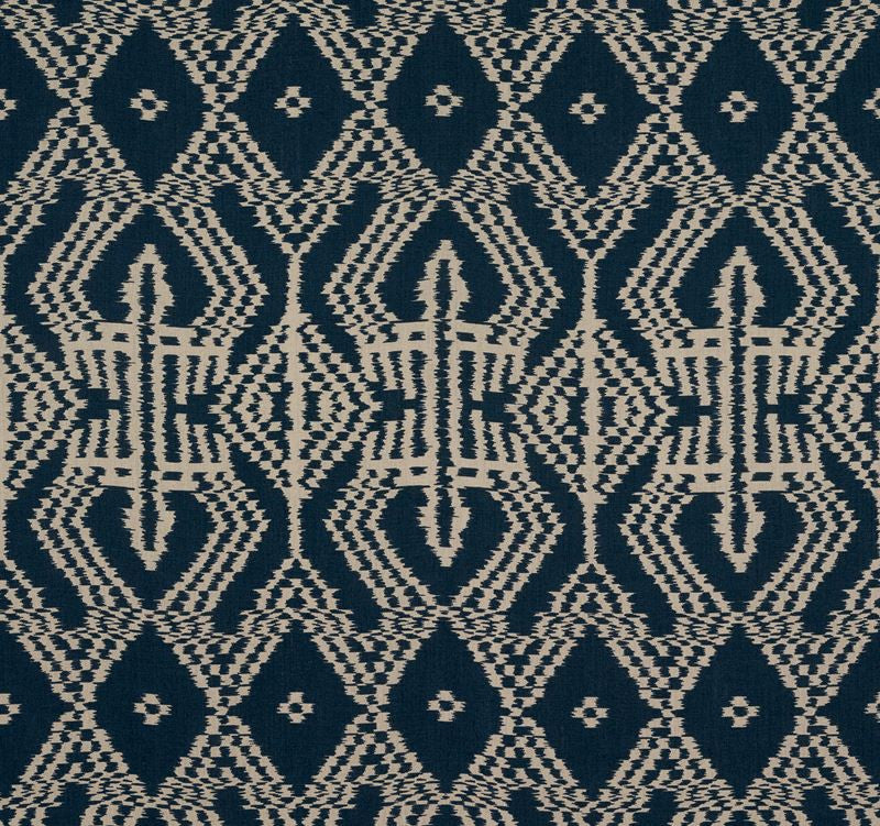 Asaka Ikat Indigo 176095 by Schumacher Fabric Ikat-Collection 100% Linen Martindale 10,000 Horizontal: 13.375 and Vertical: 28.375 53.5 - Fabric Carolina -