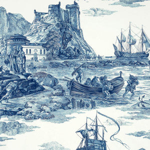 Marine Toile Indigo 176161 by Schumacher Fabric