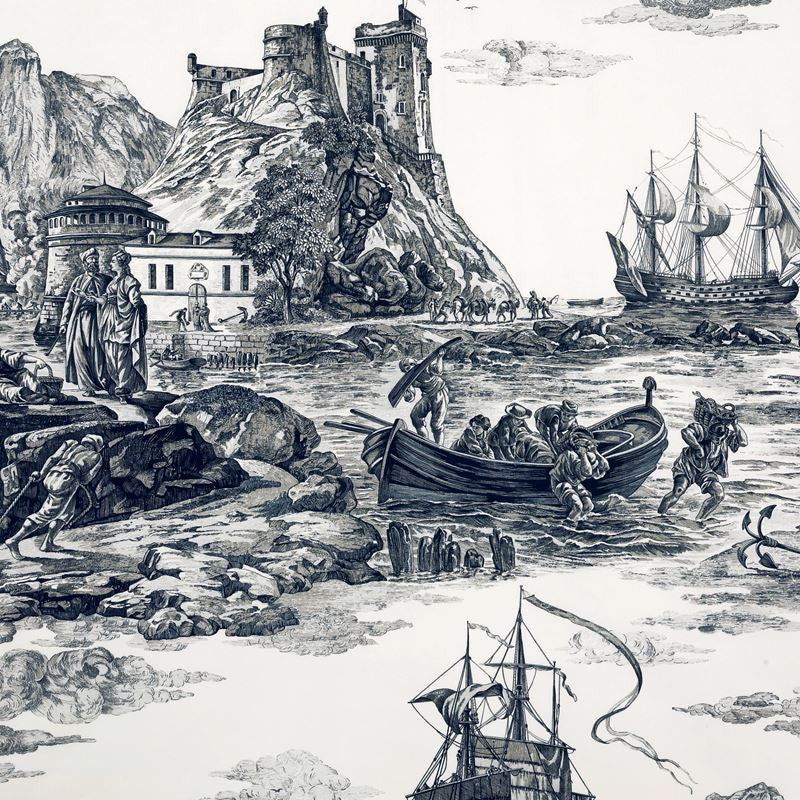 Marine Toile Black 176162 by Schumacher Fabric Schumacher-Classics 100% Cotton - Horizontal: 38 and Vertical: 75 53 - Fabric Carolina -