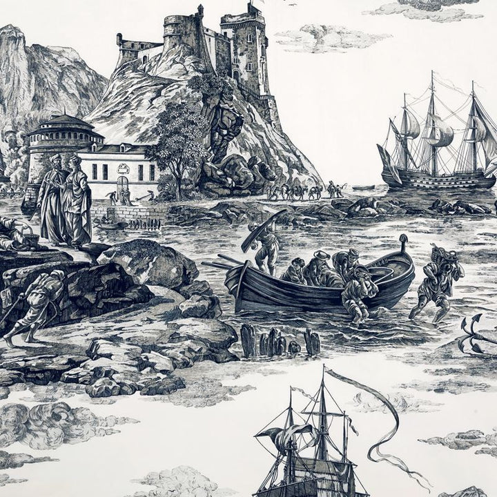 Marine Toile Black 176162 by Schumacher Fabric Schumacher-Classics 100% Cotton - Horizontal: 38 and Vertical: 75 53 - Fabric Carolina -