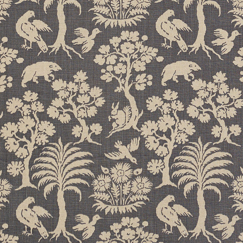 Woodland Silhouette Steel 176175 by Schumacher Designer Fabric SCHUMACHER CLASSICS See Sample PERU HEAVY DUTY </p><p>Repeat: Horizontal: 13 1/2" (34CM) and Vertical: 18" (44CM) 54" (137CM) - Swanky Fabrics -