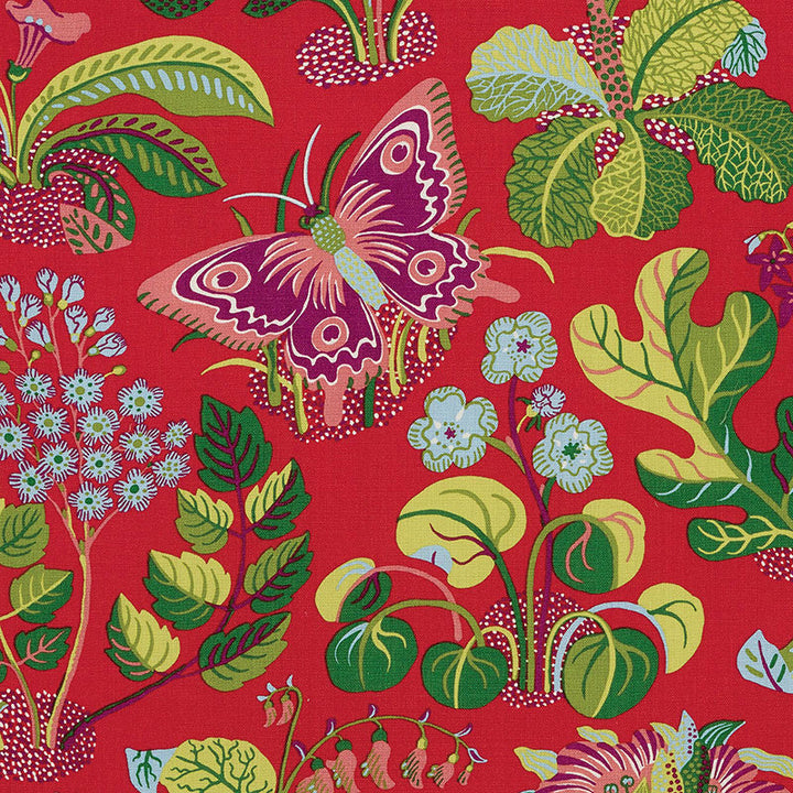 Exotic Butterfly Red 176180 by Schumacher Designer Fabric Good Vibrations See Sample UNITED KINGDOM MEDIUM DUTY </p><p>Repeat: Horizontal: 26 1/2" (67CM) and Vertical: 31" (79CM) 54 1/2" (139CM) - Swanky Fabrics -