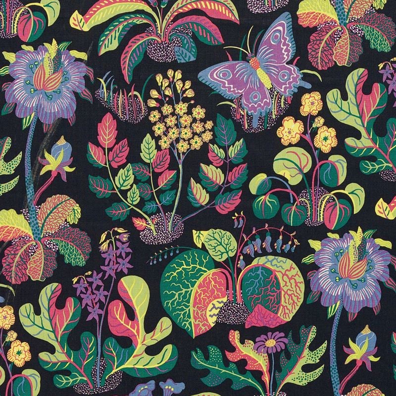 Exotic Butterfly Black 176182 by Schumacher Fabric Good-Vibrations 100% Linen - Horizontal: 26.5 and Vertical: 31 54.5 - Fabric Carolina -