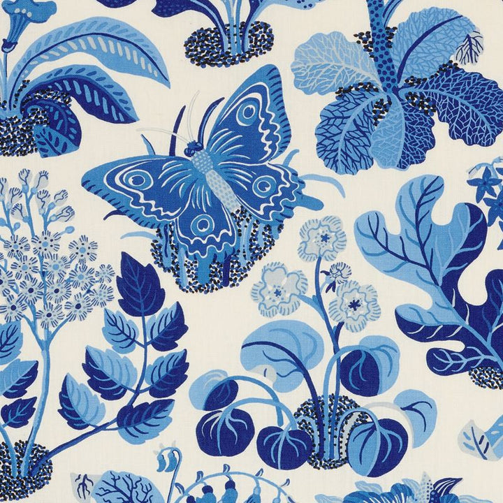 Exotic Butterfly Marine 176183 by Schumacher Fabric Good-Vibrations 100% Linen - Horizontal: 26.5 and Vertical: 31 54.5 - Fabric Carolina -