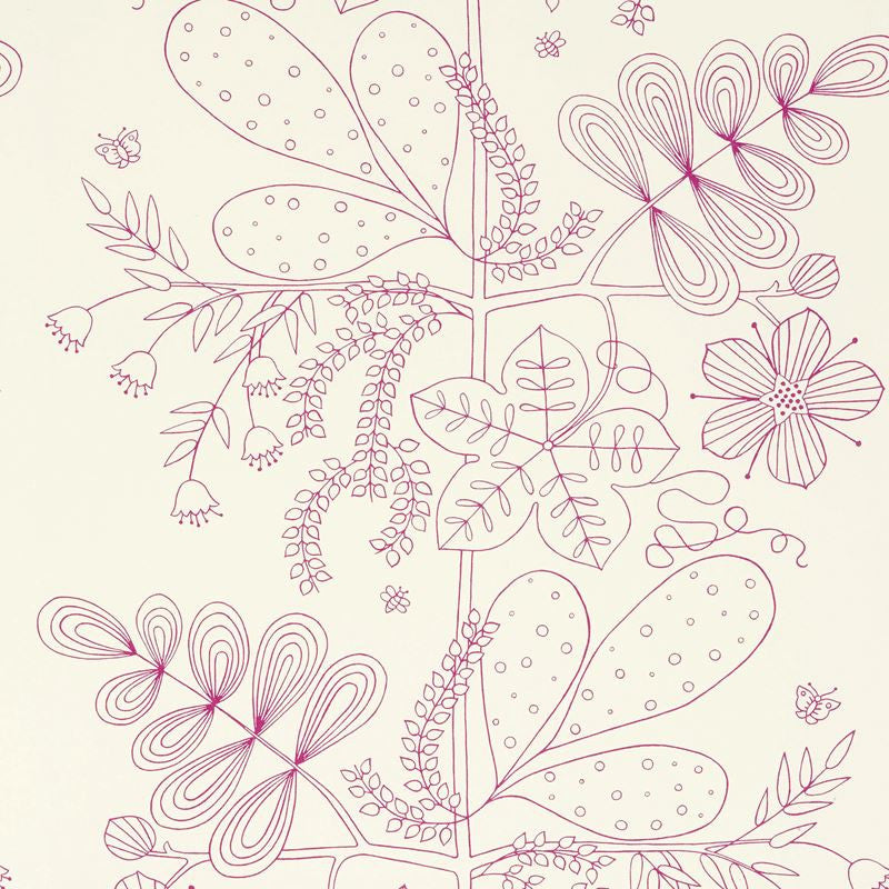 Blommen Print Fuchsia 176202 by Schumacher Designer Fabric Good-Vibrations 100% Cotton Wyzenbeek 15,000 Horizontal: 27.5 and Vertical: 35.25 55 - Swanky Fabrics -