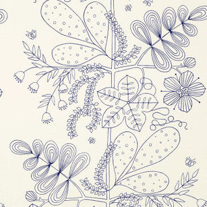 Blommen Print Navy 176203 by Schumacher Fabric