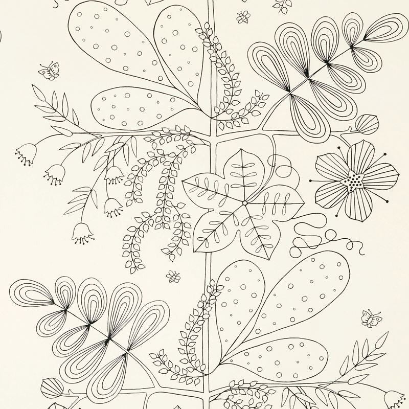 Blommen Print Black 176204 by Schumacher Fabric Good-Vibrations 100% Cotton Wyzenbeek 15,000 Horizontal: 27.5 and Vertical: 35.25 55 - Fabric Carolina -