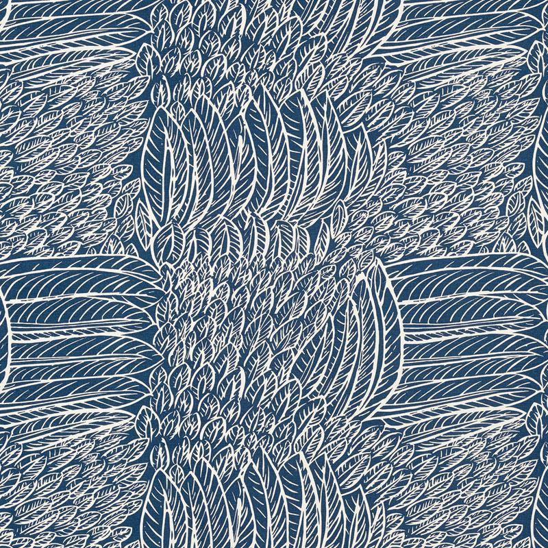 Featherfest Navy 176233 by Schumacher Fabric Good-Vibrations 55% Linen, 45% Cotton Wyzenbeek 15,000 Horizontal: 26.75 and Vertical: 24.75 53 - Fabric Carolina -