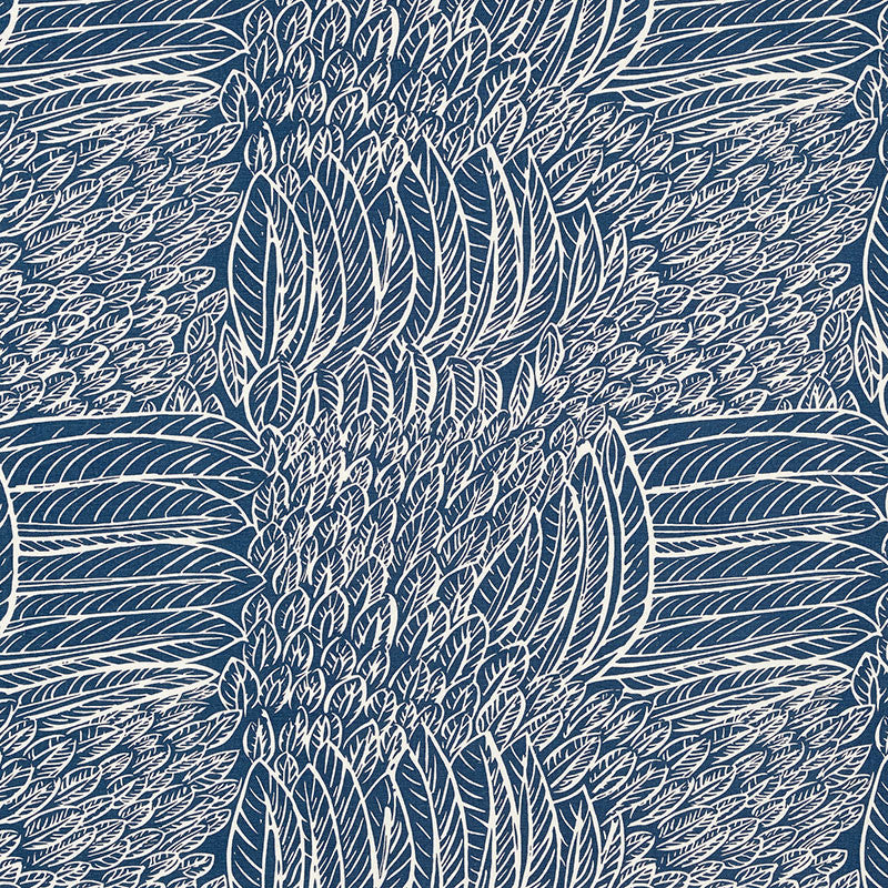 Featherfest Navy 176233 by Schumacher Fabric Good Vibrations LINEN 55% COTTON 45% UNITED STATES OF AMERICA WYZENBEEK 15,000 </p><p>Repeat: Horizontal: 26 3/4" (68CM) and Vertical: 24 3/4" (63CM) 53 - Fabric Carolina -