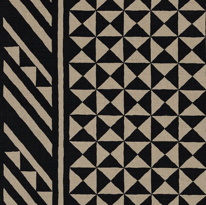 Nuba Black On Natural 176300 by Schumacher Fabric Tribal-Chic 100% Linen - Horizontal: 54 and Vertical: 32 54 - Fabric Carolina -