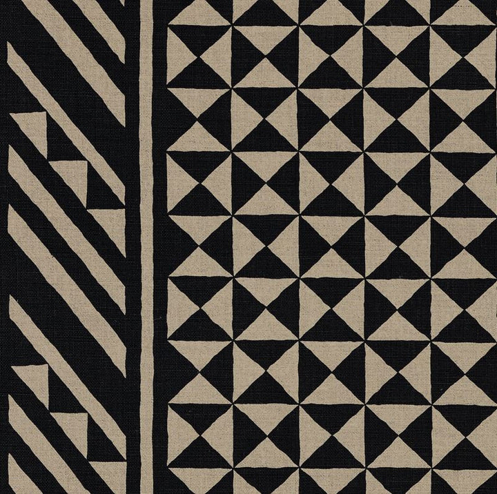 Nuba Black On Natural 176300 by Schumacher Fabric Tribal-Chic 100% Linen - Horizontal: 54 and Vertical: 32 54 - Fabric Carolina -