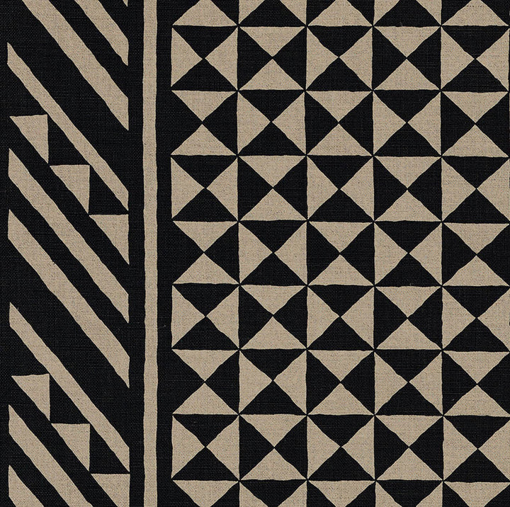 Nuba Black On Natural 176300 by Schumacher Designer Fabric Tribal Chic LINEN 100% UNITED STATES OF AMERICA </p><p>Repeat: Horizontal: 54" (137CM) and Vertical: 32" (81CM) 54 - Swanky Fabrics -