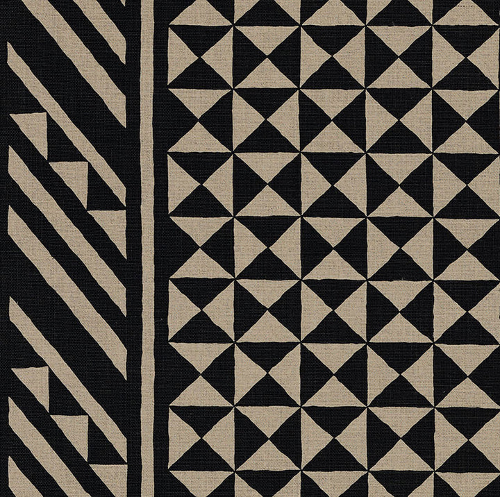 Nuba Black On Natural 176300 by Schumacher Fabric Tribal Chic LINEN 100% UNITED STATES OF AMERICA </p><p>Repeat: Horizontal: 54" (137CM) and Vertical: 32" (81CM) 54 - Fabric Carolina -